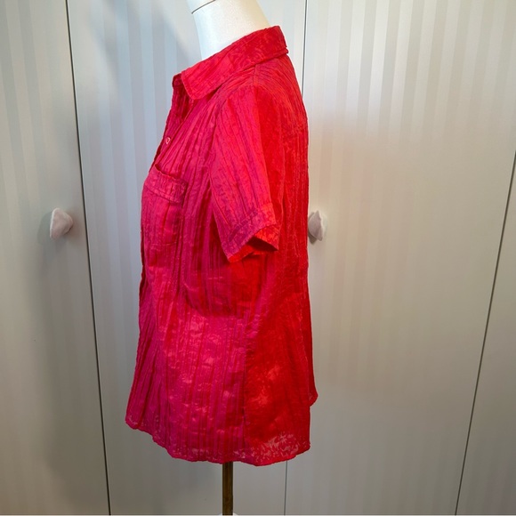 Allison Daley deep pink detail pattern button down blouse Size 12 - Picture 2 of 6